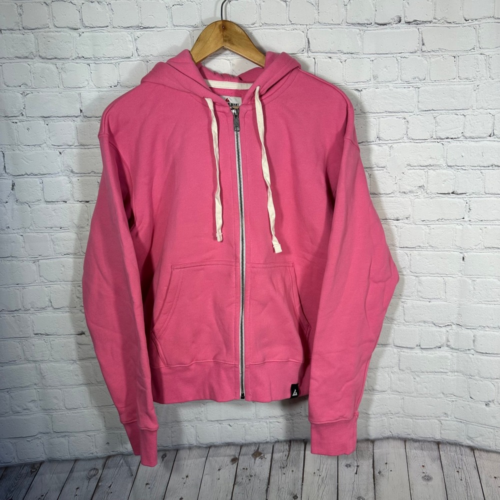 American Giant Pink Full Zip Hoodie Sweatshirt 100% Cotton Made in USA Womens M